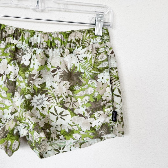 [Patagonia] Barely Baggies Green Floral Sand Dollar Neo Tropic Shorts Sz Small S - Picture 8 of 12